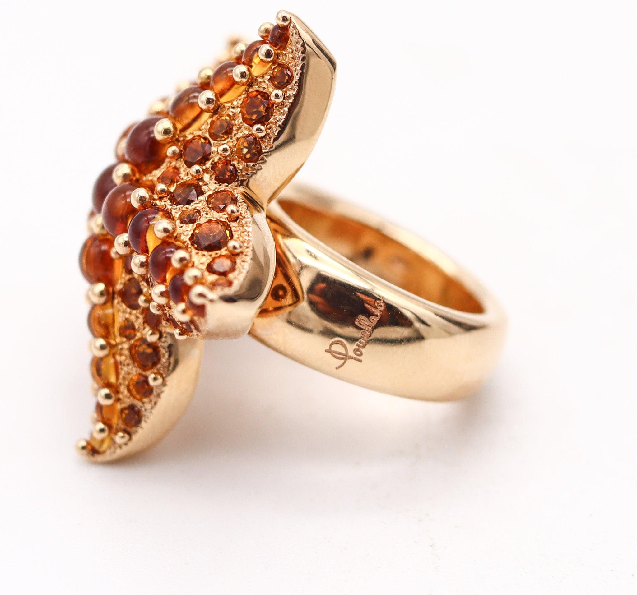 POMELLATO Milan Starfish Cocktail Ring In 18Kt Yellow Gold With 6.76 Ctw Madeira In Excellent Condition For Sale In Miami, FL