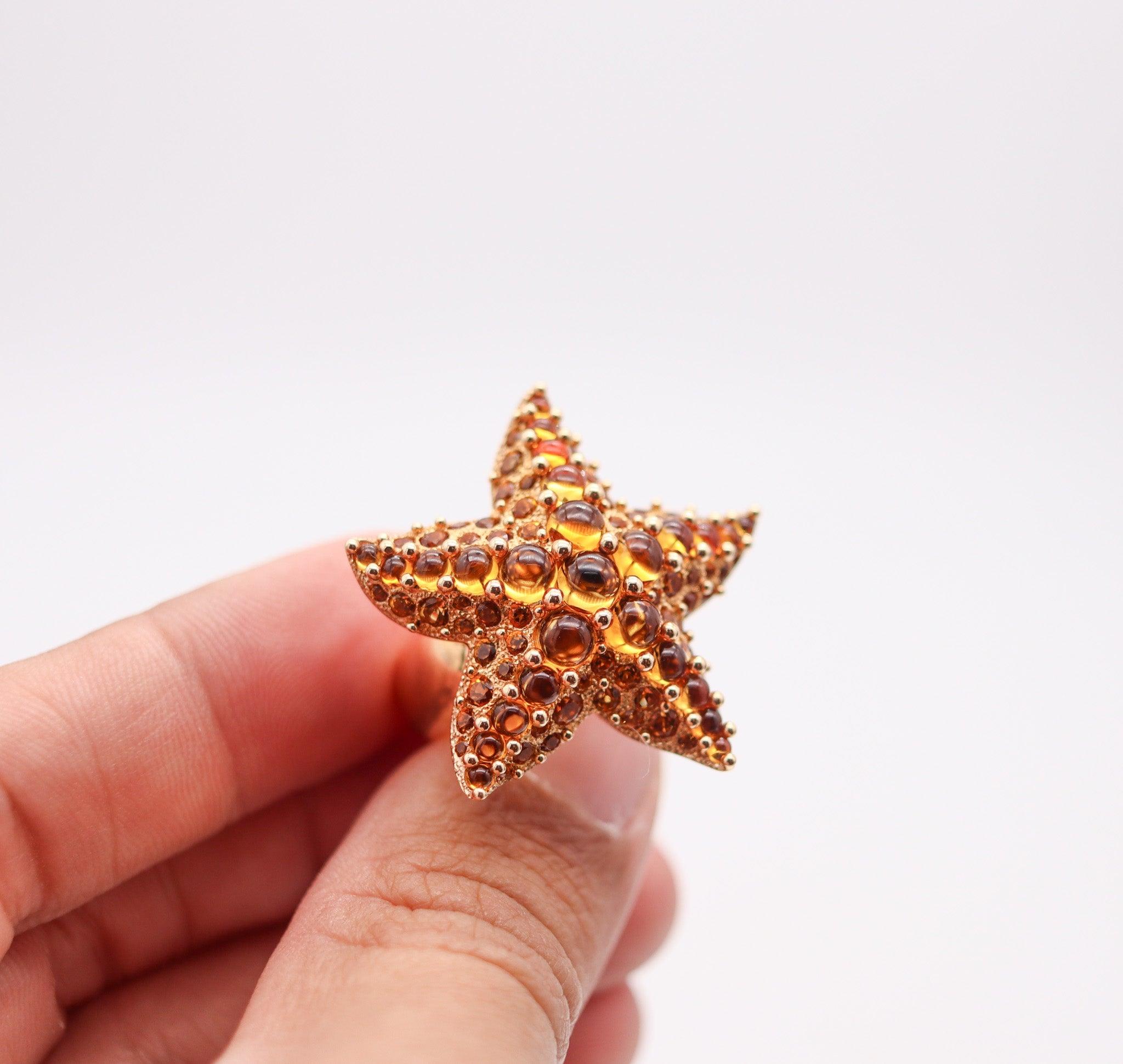 POMELLATO Milan Starfish Cocktail Ring In 18Kt Yellow Gold With 6.76 Ctw Madeira For Sale 1