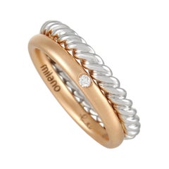 Pomellato Milano 18k Rose Gold and White Gold 0.03 Ct Diamond Stacked Ring