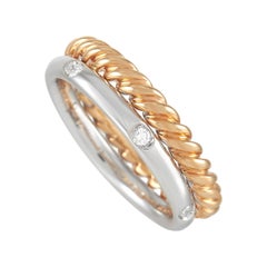 Pomellato Milano 18K Rose Gold and White Gold 0.13 Ct Diamond Stacked Ring