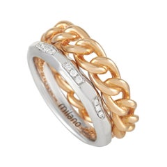 Pomellato Milano 18K Rose Gold and White Gold 0.15 Ct Diamond Stacked Ring