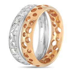 Pomellato Milano 18k Rose Gold and White Gold 0.81 Ct Diamond Duo Ring
