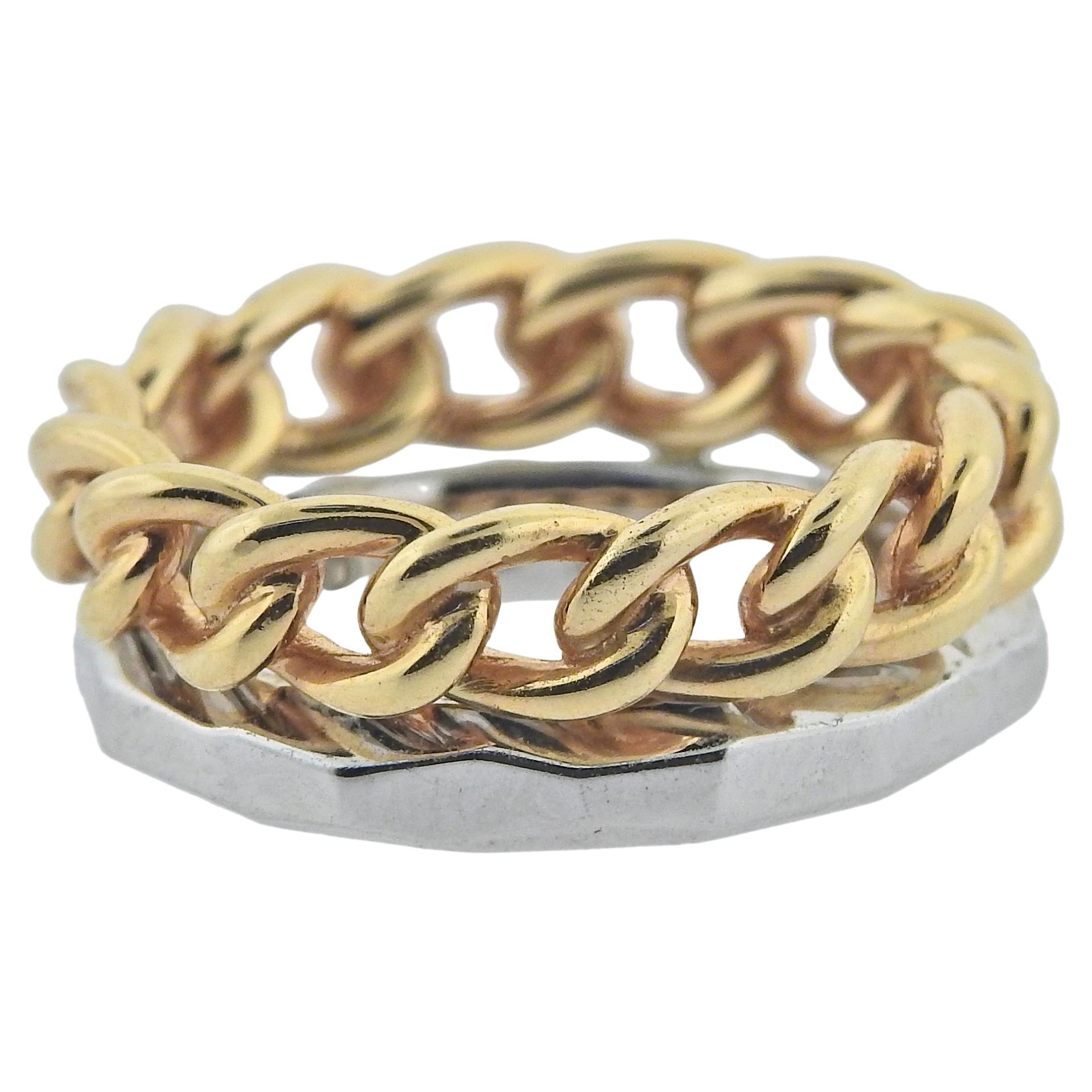 Pomellato Milano Cuban Link Gold Band Ring For Sale