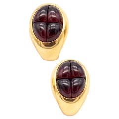 Pomellato Milano, boucles d'oreilles en or 18 carats avec grenats rhodolites rouges de 8,05 carats