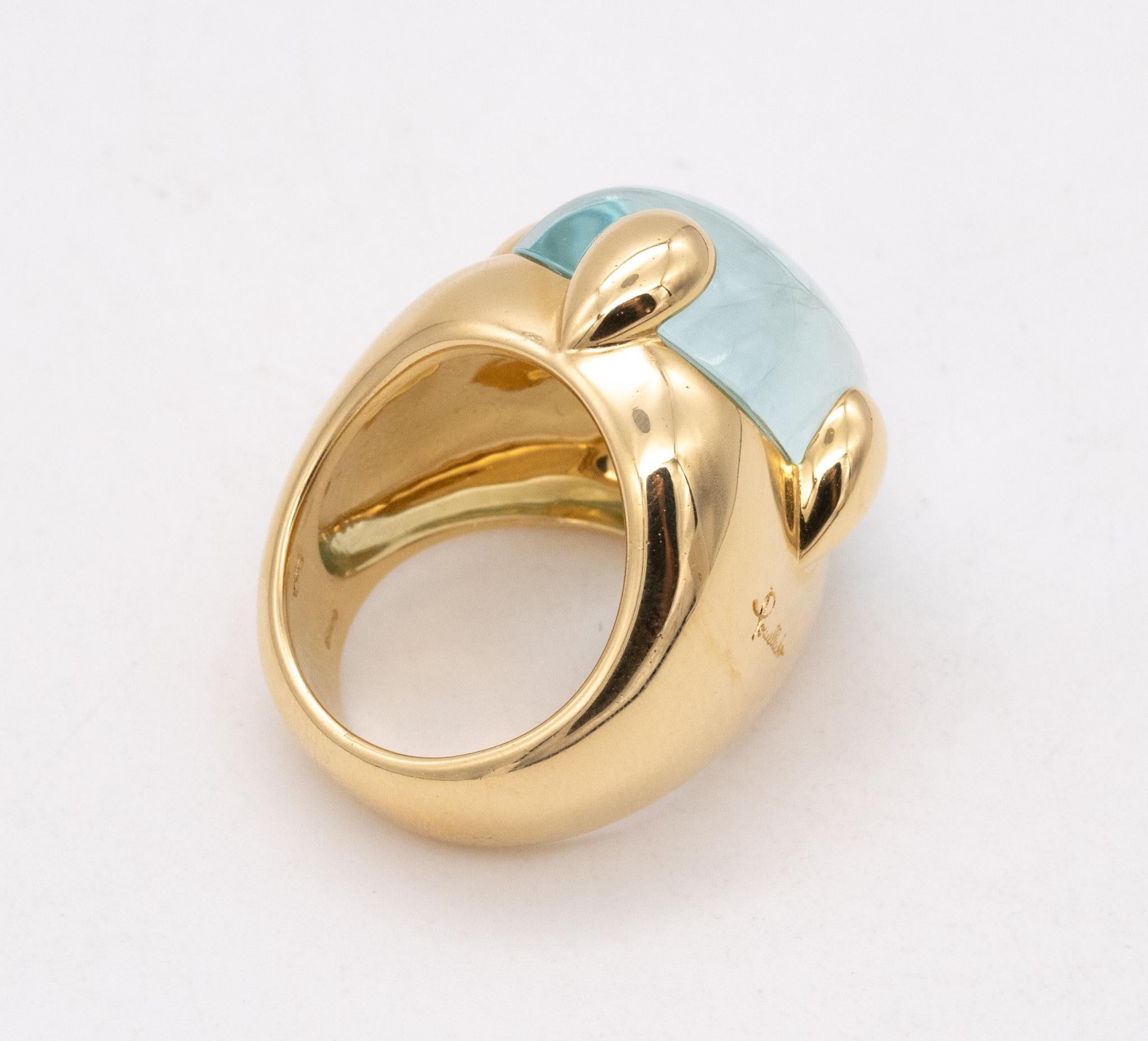 Pomellato Milano, grande bague cocktail en or 18 carats avec aigue-marine bleue 17,04 carats Excellent état à Miami, FL