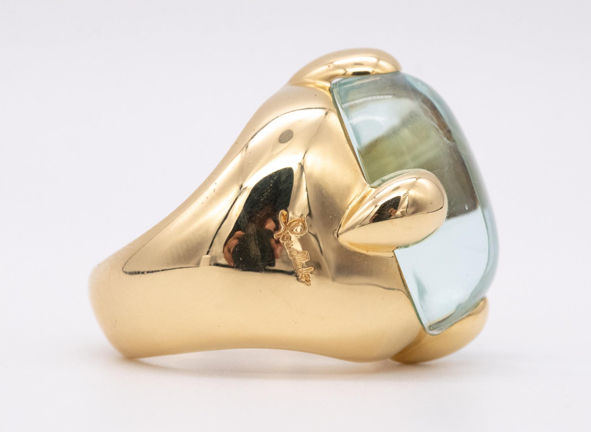  Pomellato Milano, grande bague cocktail en or 18 carats avec aigue-marine bleue 17,04 carats Pour femmes 