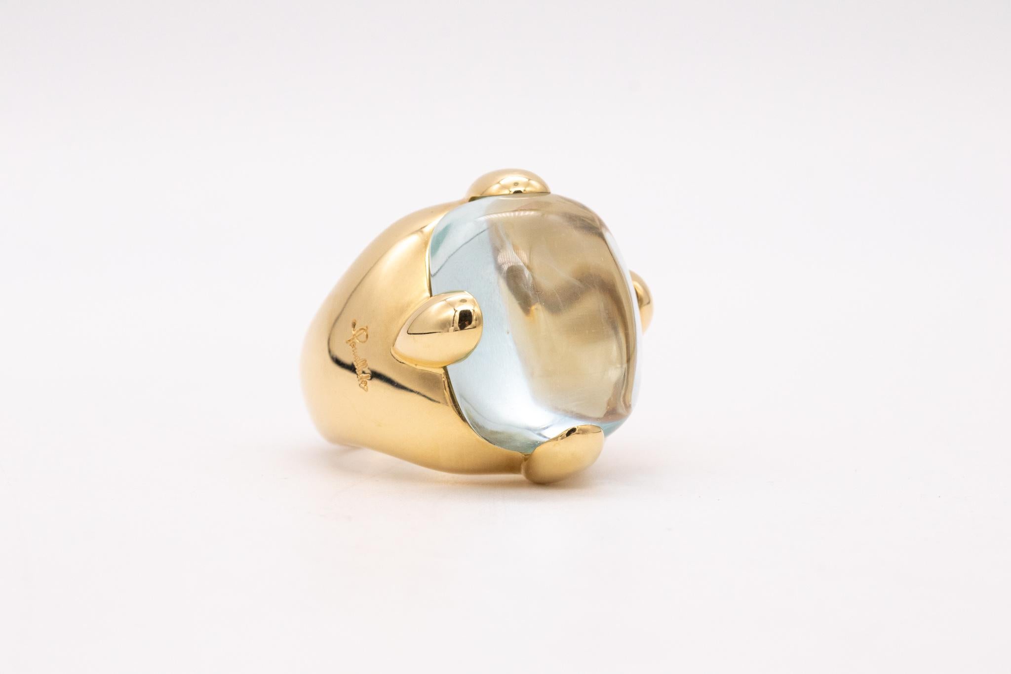 Pomellato Milano, grande bague cocktail en or 18 carats avec aigue-marine bleue 17,04 carats 2