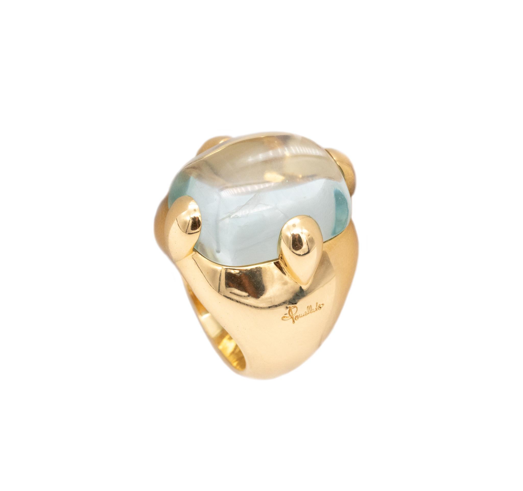 Pomellato Milano, grande bague cocktail en or 18 carats avec aigue-marine bleue 17,04 carats 3