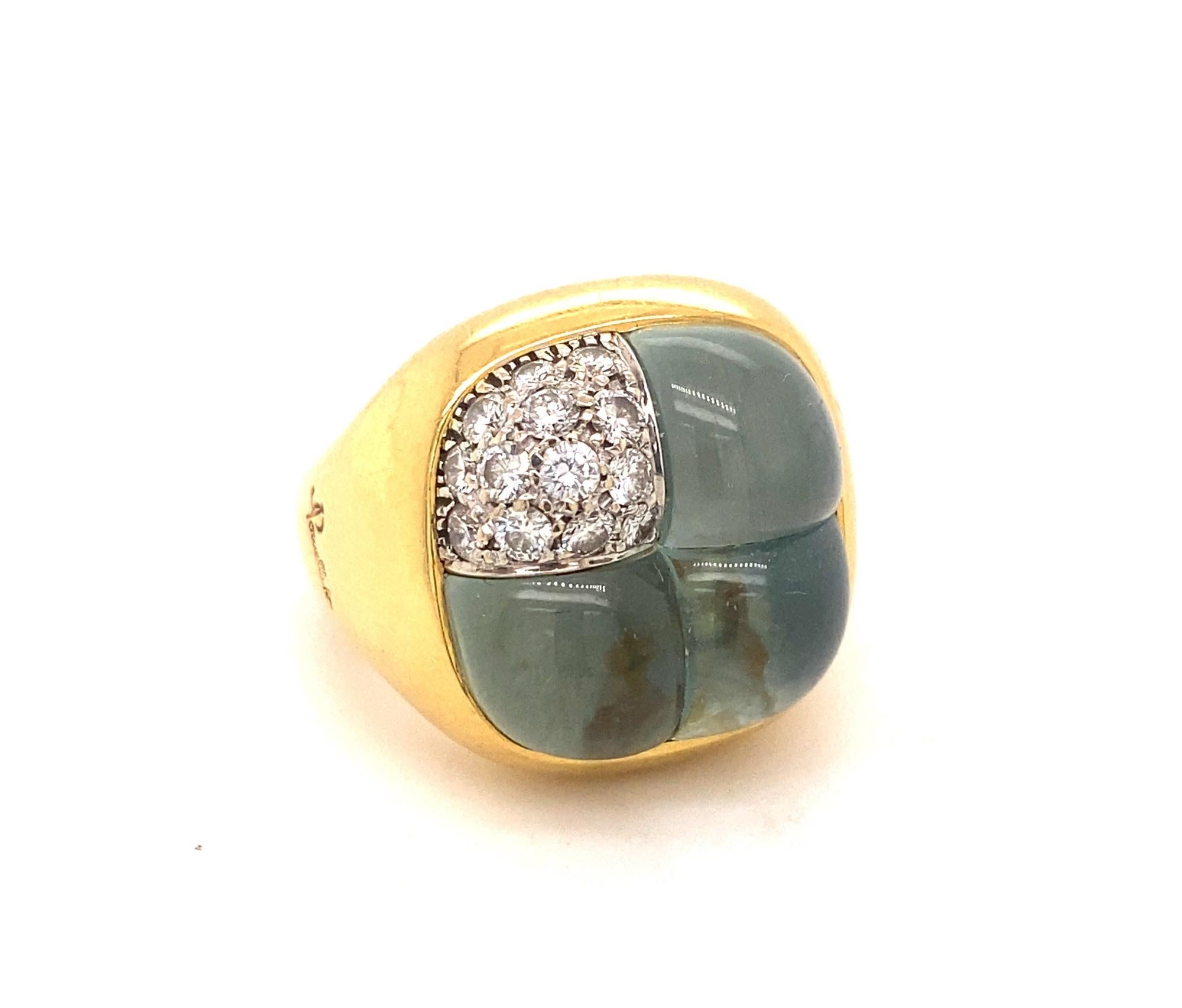 Pomellato Mosaico Aquamarin-Diamantring aus 18 Karat Gelbgold im Zustand „Hervorragend“ im Angebot in Woodland Hills, CA