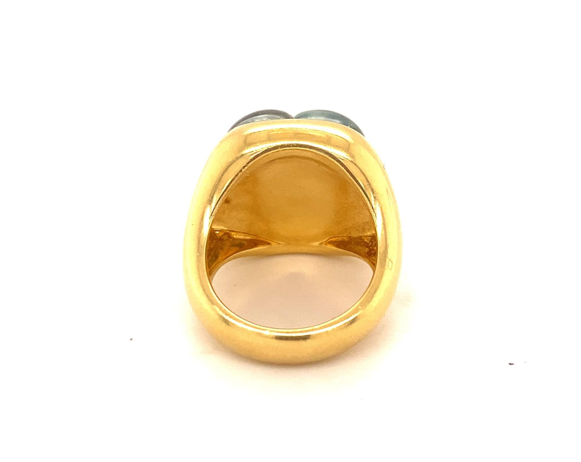 Pomellato Mosaico Aquamarin-Diamantring aus 18 Karat Gelbgold im Angebot 2