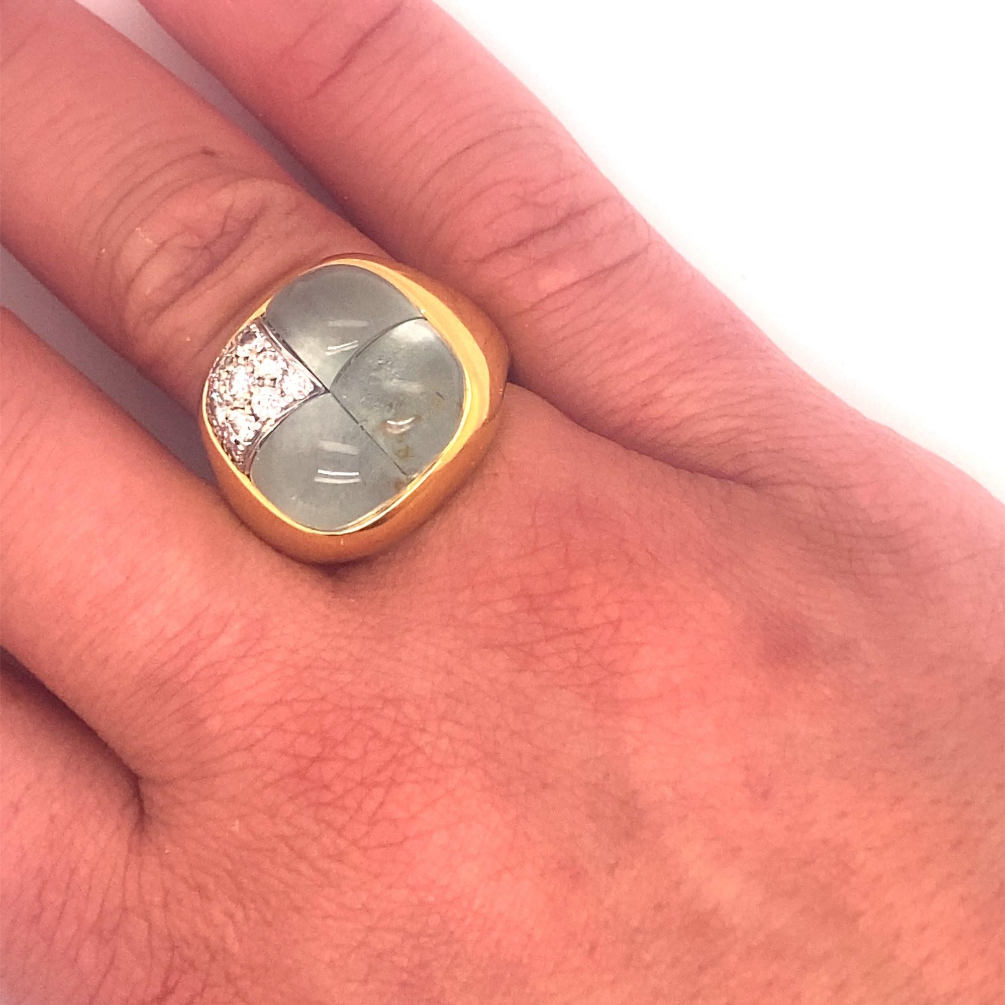 Pomellato Mosaico Aquamarin-Diamantring aus 18 Karat Gelbgold im Angebot 4