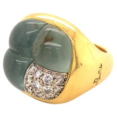 Pomellato Mosaico Aquamarin-Diamantring aus 18 Karat Gelbgold