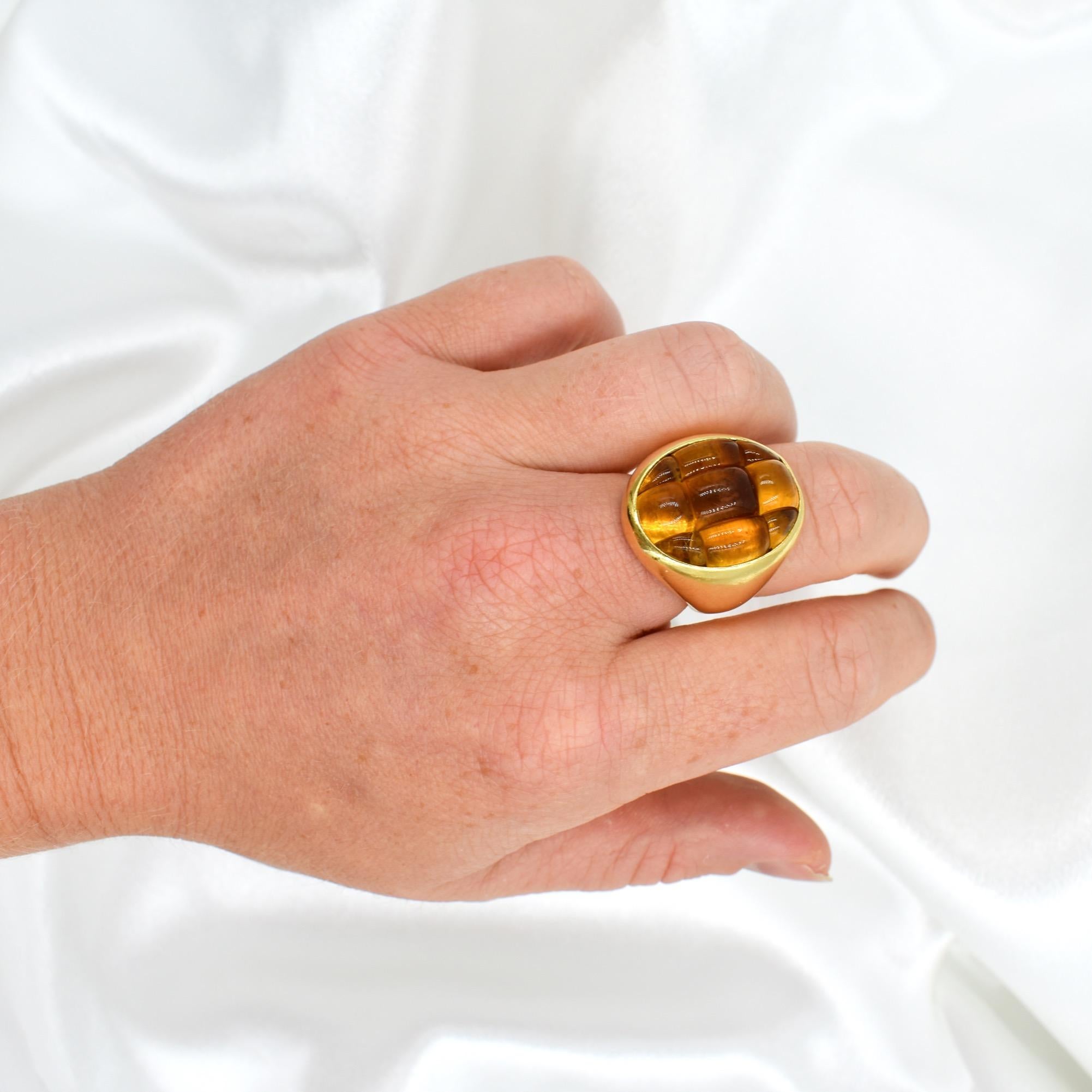 Women's Pomellato Mosaico Ring in 18k Gold with Citrines For Sale