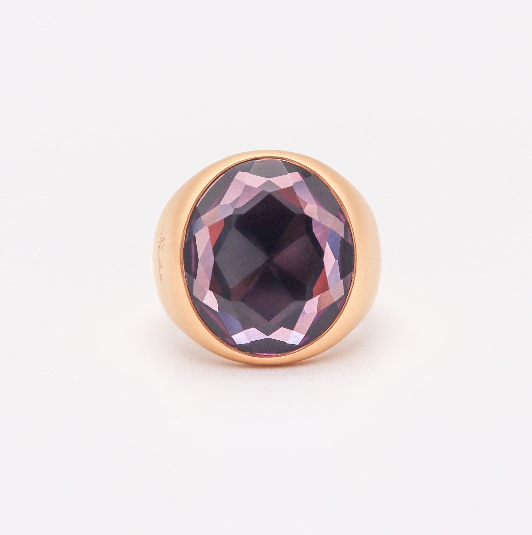 POMELLATO Narciso Cocktail Ring Brushed 18Kt Yellow Gold With 5.75 Cts Amethyst In Excellent Condition In Miami, FL