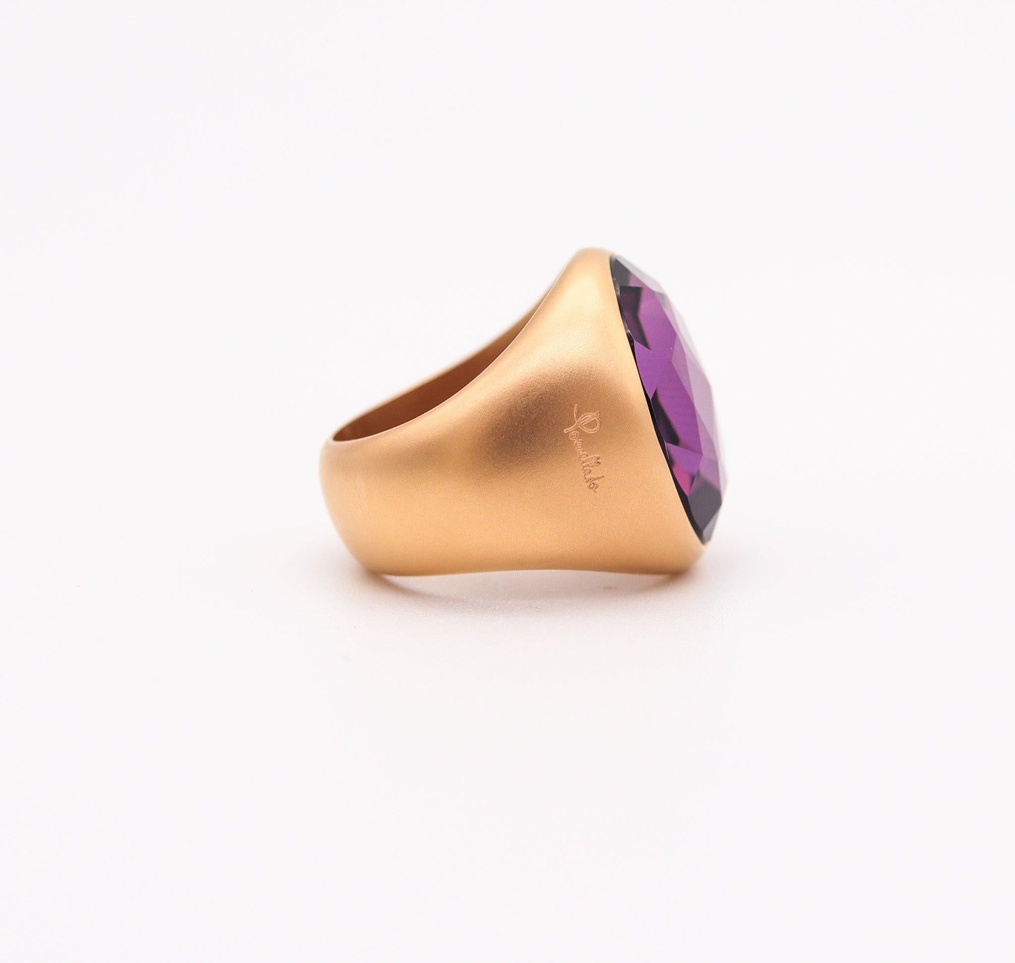 Women's POMELLATO Narciso Cocktail Ring Brushed 18Kt Yellow Gold With 5.75 Cts Amethyst
