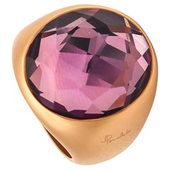 POMELLATO Narciso Cocktail Ring Brushed 18Kt Yellow Gold With 5.75 Cts Amethyst
