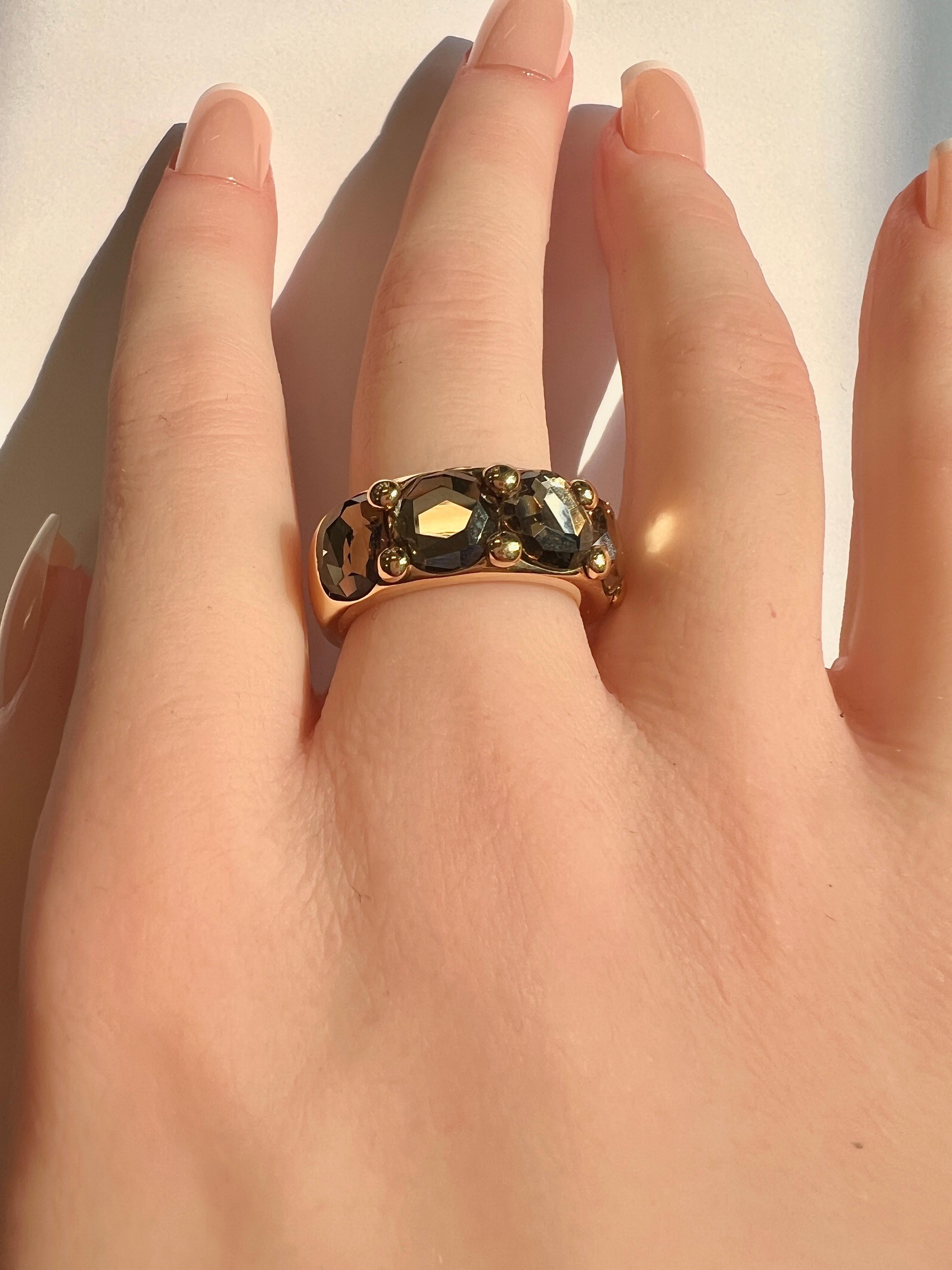 Oval Cut Pomellato Narciso Smokey Topaz Gold Ring For Sale