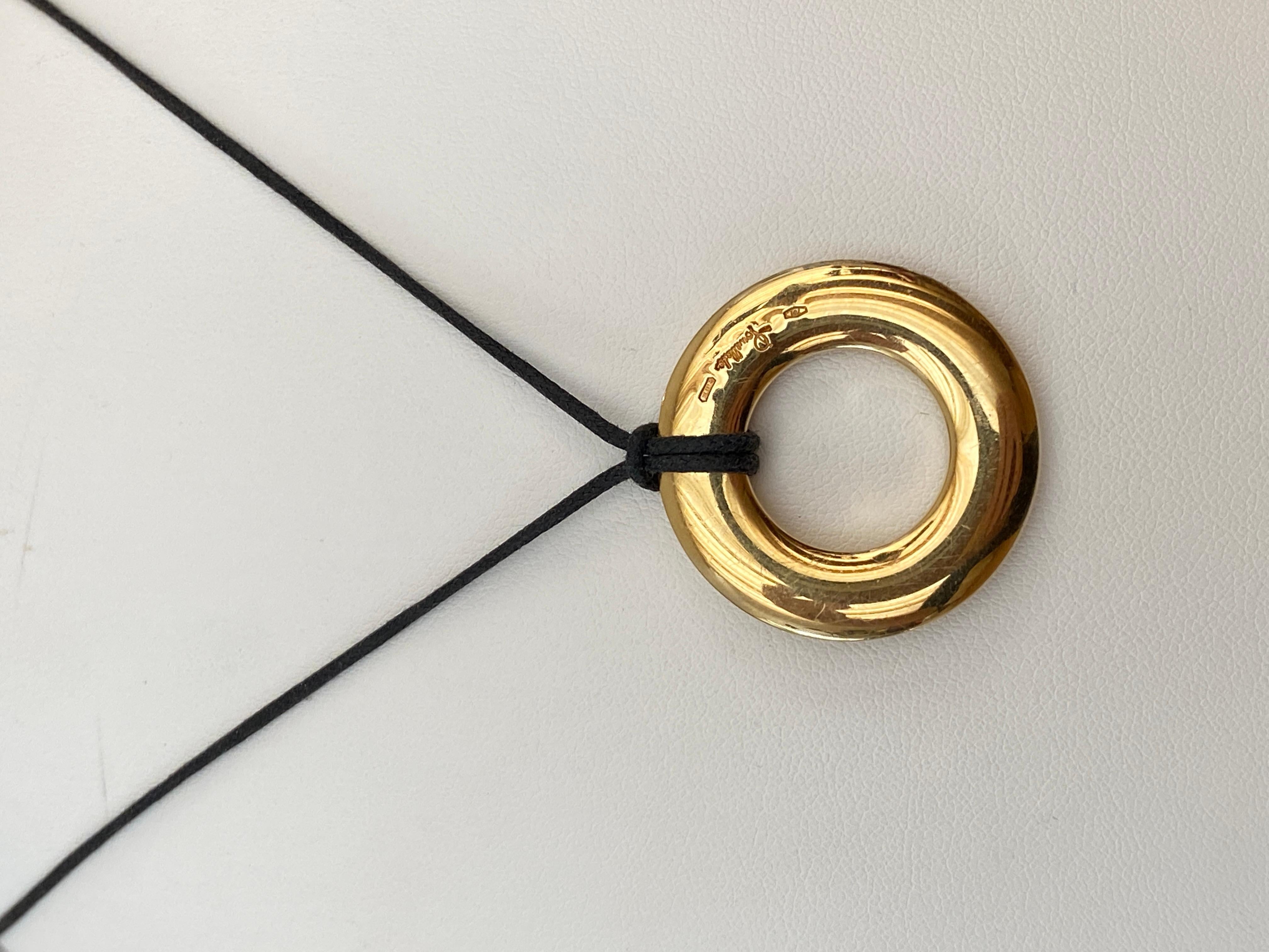 Pomellato Necklace with Circular Yellow 18 Karat Gold Pendant In Good Condition For Sale In AMSTERDAM, NL