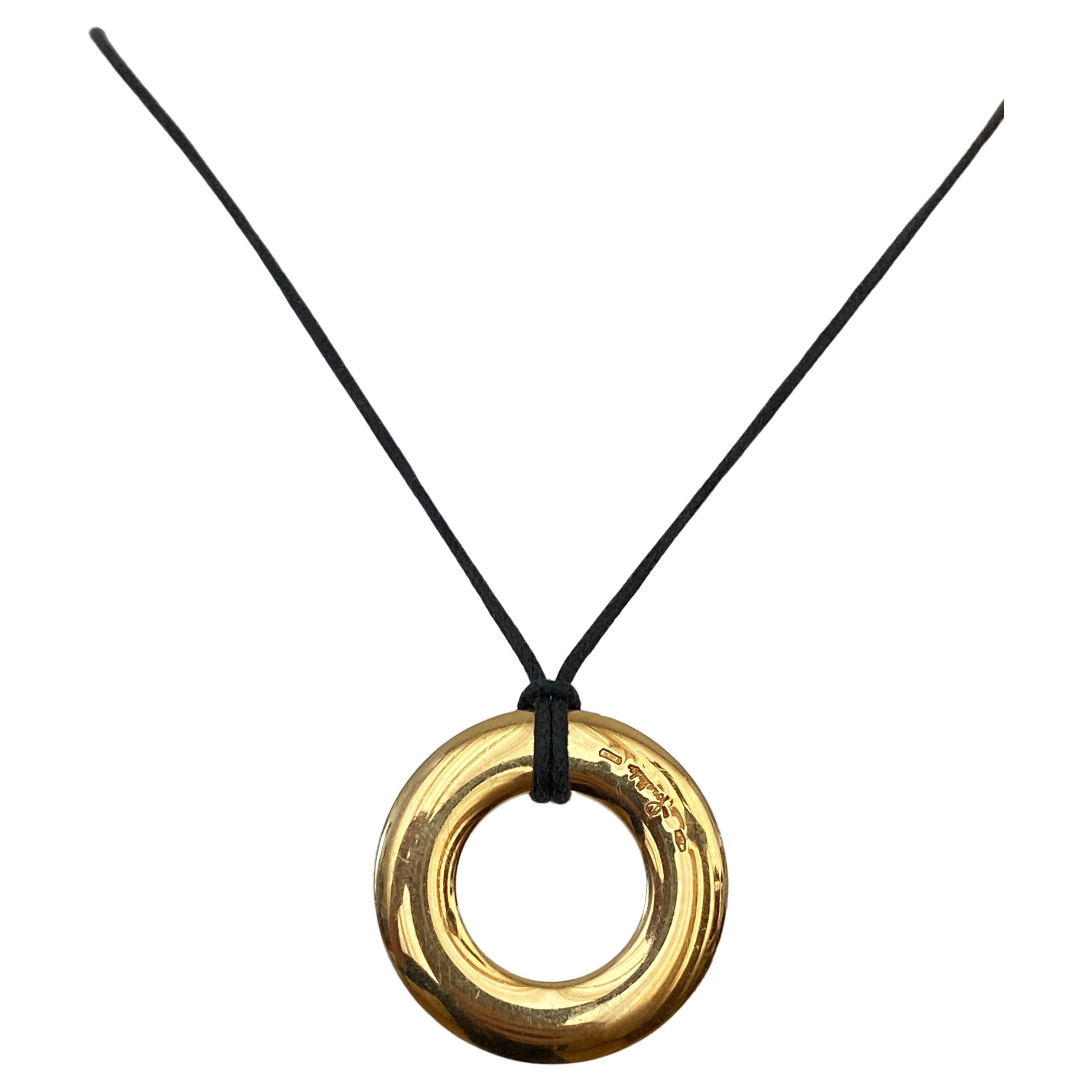Pomellato-Halskette mit kreisförmiger gelber  18 kt gold anhänger 