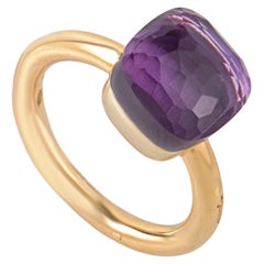 Pomellato Nudo 18 Karat Rose and White Gold Amethyst Square Cushion Ring