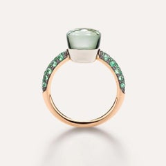Pomellato Nudo 18K Rose & White Gold Prasiolite & Malachite Petit Ring, Size 55