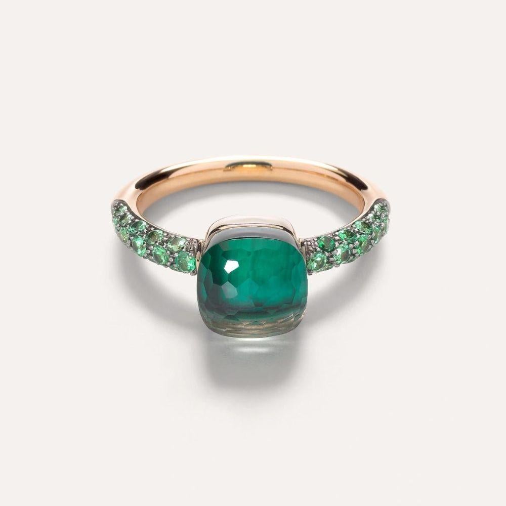 Pomellato Nudo 18K Rose and White Gold Prasiolite and Malachite Petit Ring In New Condition For Sale In Carmel By The Sea, CA