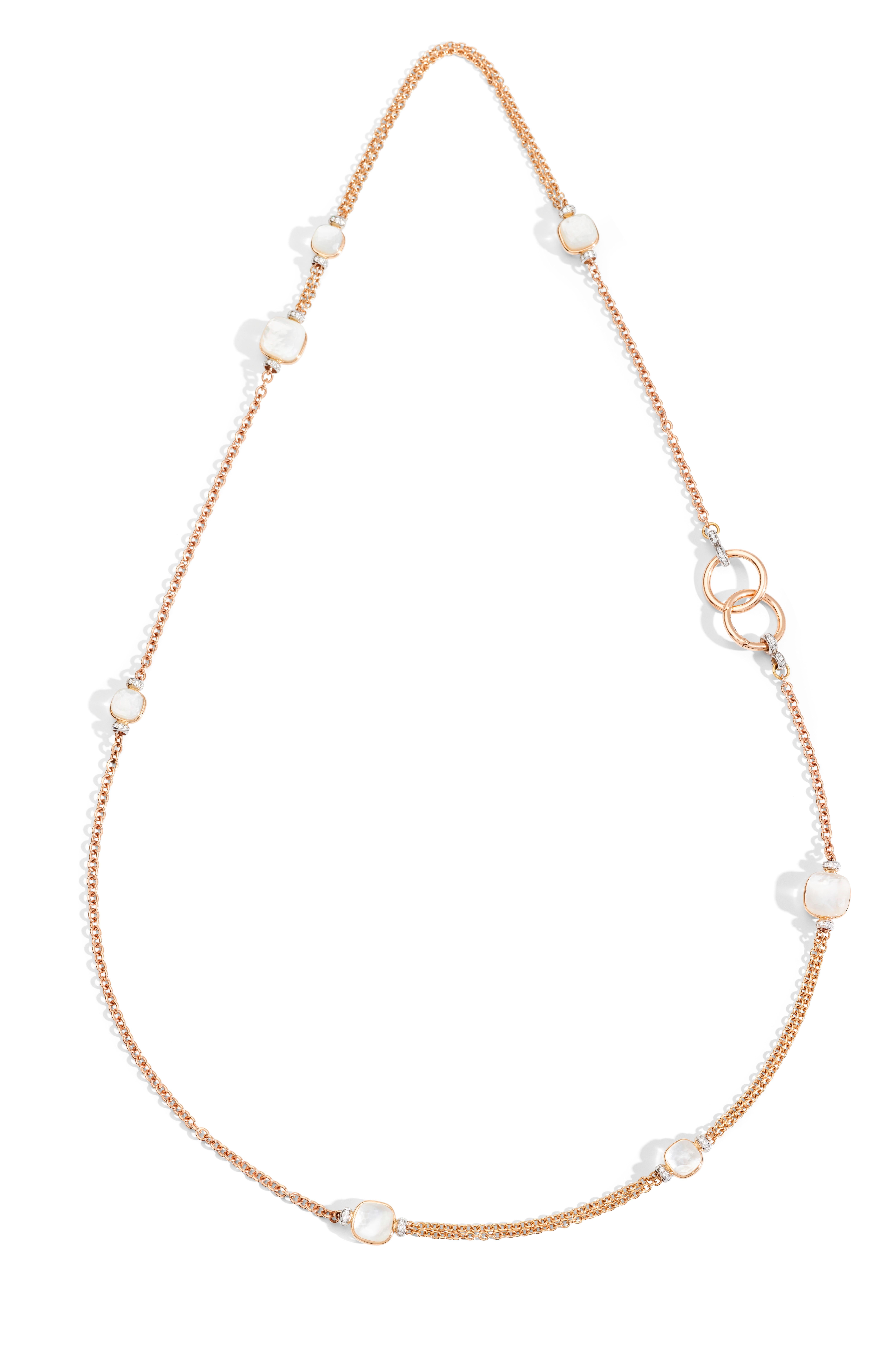 Round Cut Pomellato Nudo 18 Karat Rose Gold and Mother of Pearl Necklace