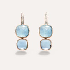Pomellato Nudo 18K Rose Gold Sky Blue Topaz Double Drop Pendant Earrings