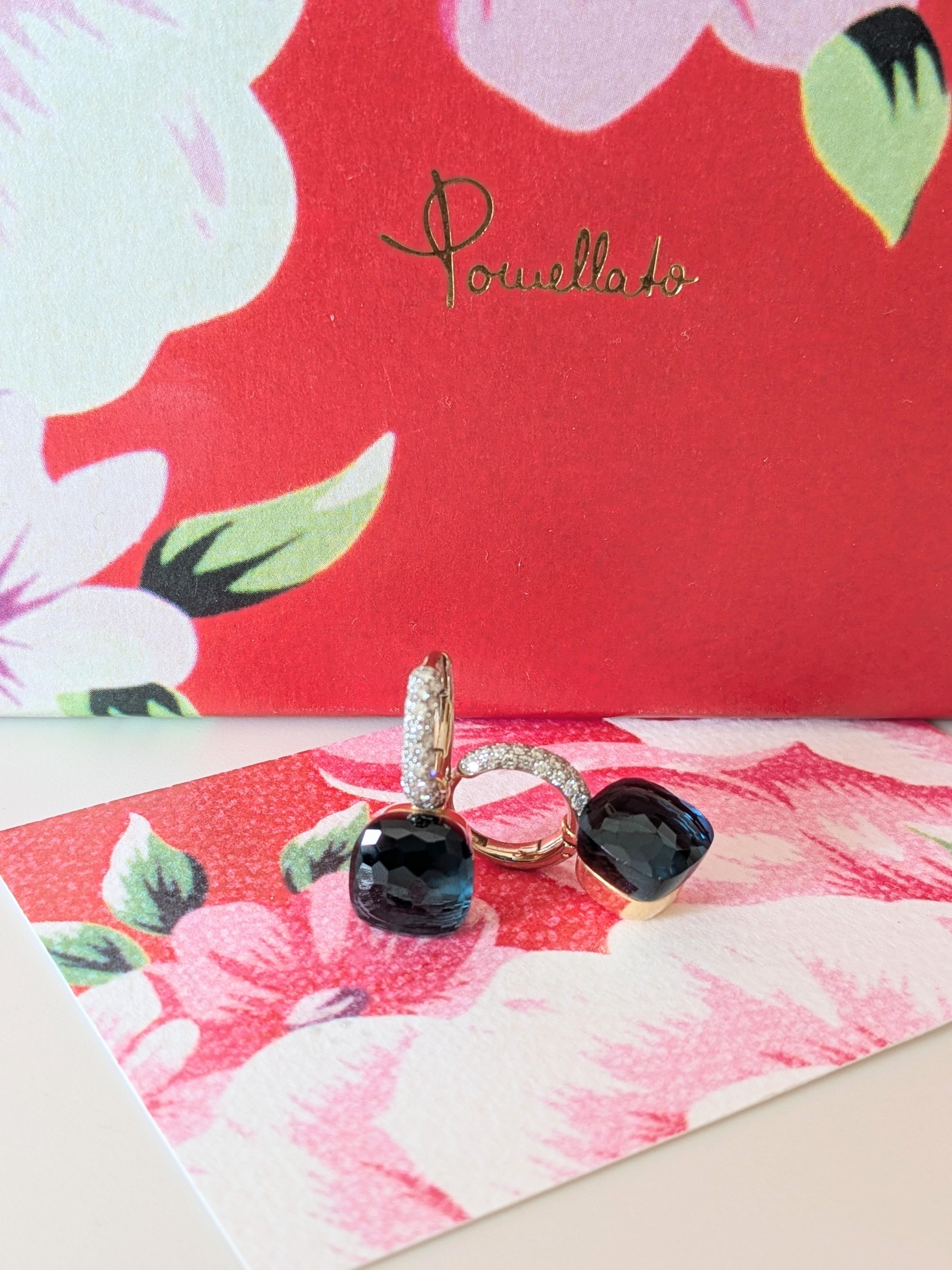 Orecchini Pomellato con topazio blu di Londra in 18 carati  oro bianco e rosa in vendita 1