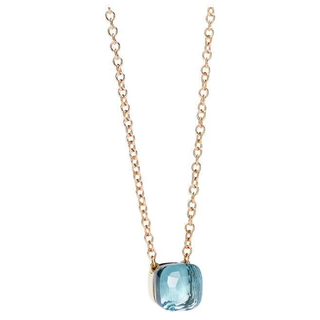 Pomellato Nudo Blue Topaz 18K Rose&White Gold Pendant Necklace CB6010O6000000OY For Sale