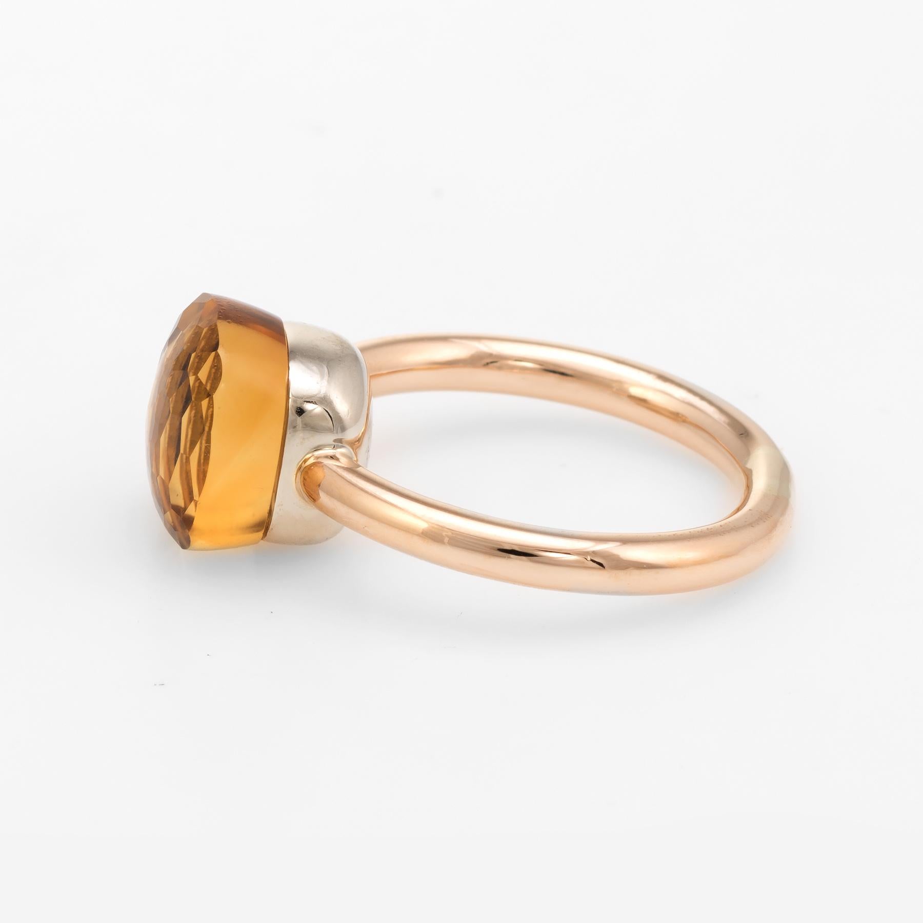 Modern Pomellato Nudo Citrine Quartz Ring 18 Karat Rose Gold Estate Fine Jewelry