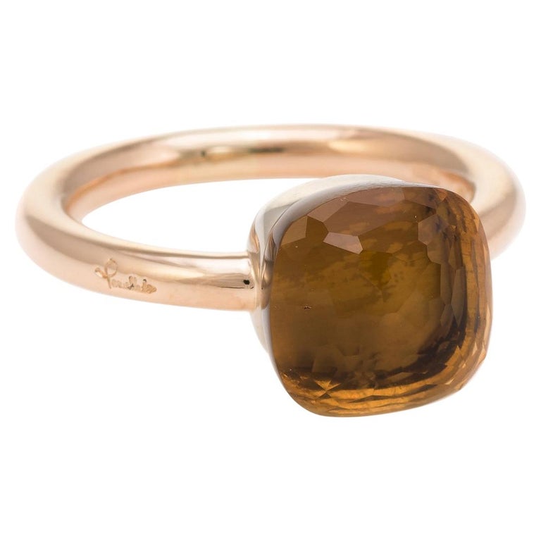 Pomellato Nudo Citrine Quartz Ring 18 Karat Rose Gold Estate Fine