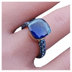 Pomellato Nudo Classic Ring 18k Rose Gold 52 Us 6 Topaz Over Lapis Pave topaz