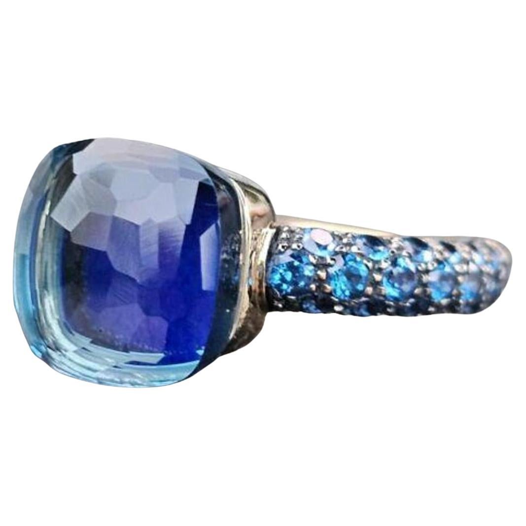 Pomellato Nudo Classic Ring 18k Rose Gold 52 Us 6 Topaz  Sapphire