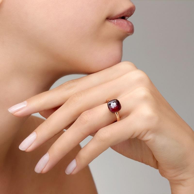 Women's or Men's Pomellato Nudo Classic Ring in Rose Gold with Garnet A.A110-OG1-O6 For Sale