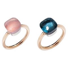 Pomellato Nudo Classic Ring Rg & Wg with London Blue Topaz and pink