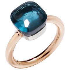 Pomellato Nudo Klassischer Ring Rg & Wg mit Londoner Blautopas Ref. A.A110/O6/TL 53