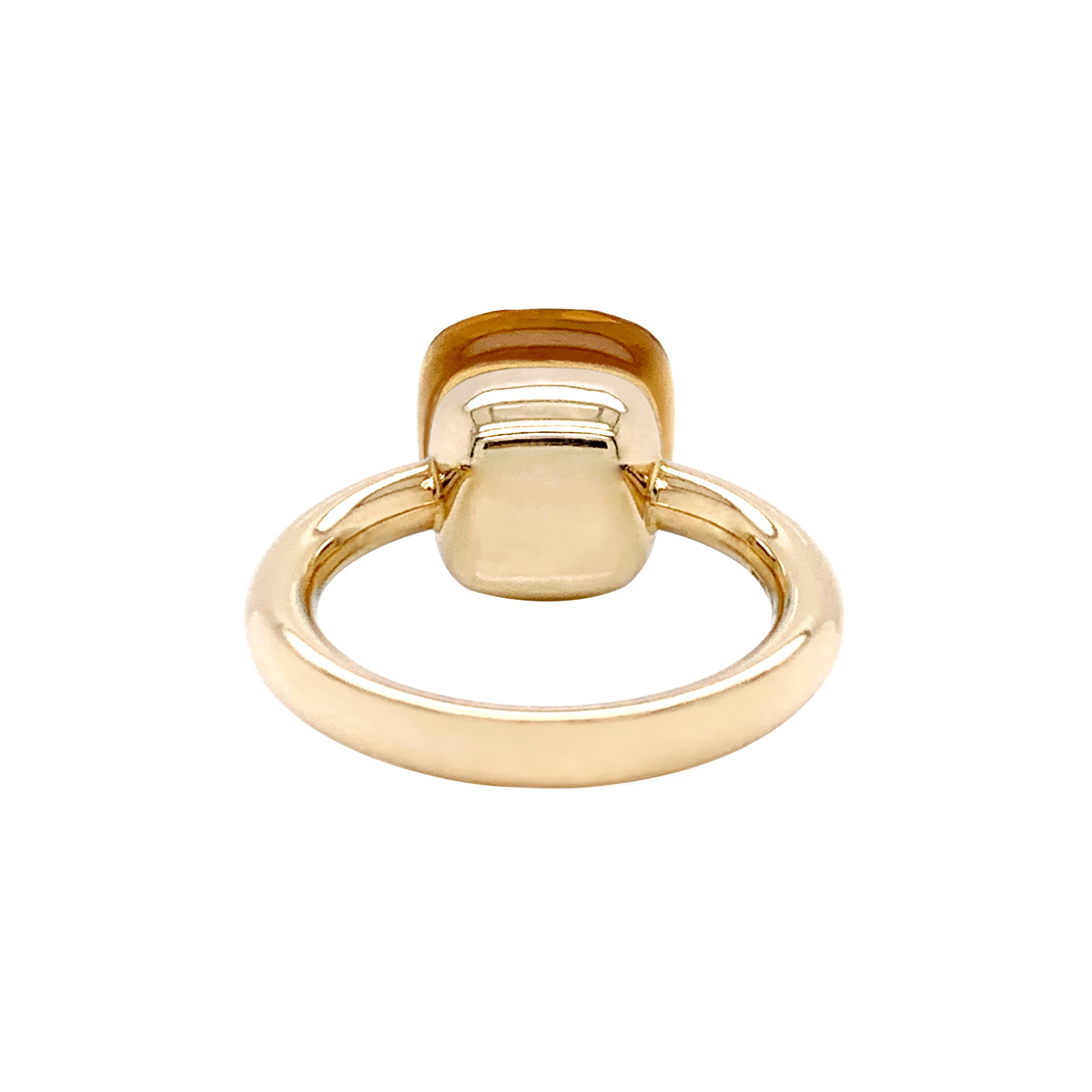 Cushion Cut Pomellato Nudo Collection Citrine Quartz 18 Carat Rose Gold Ring