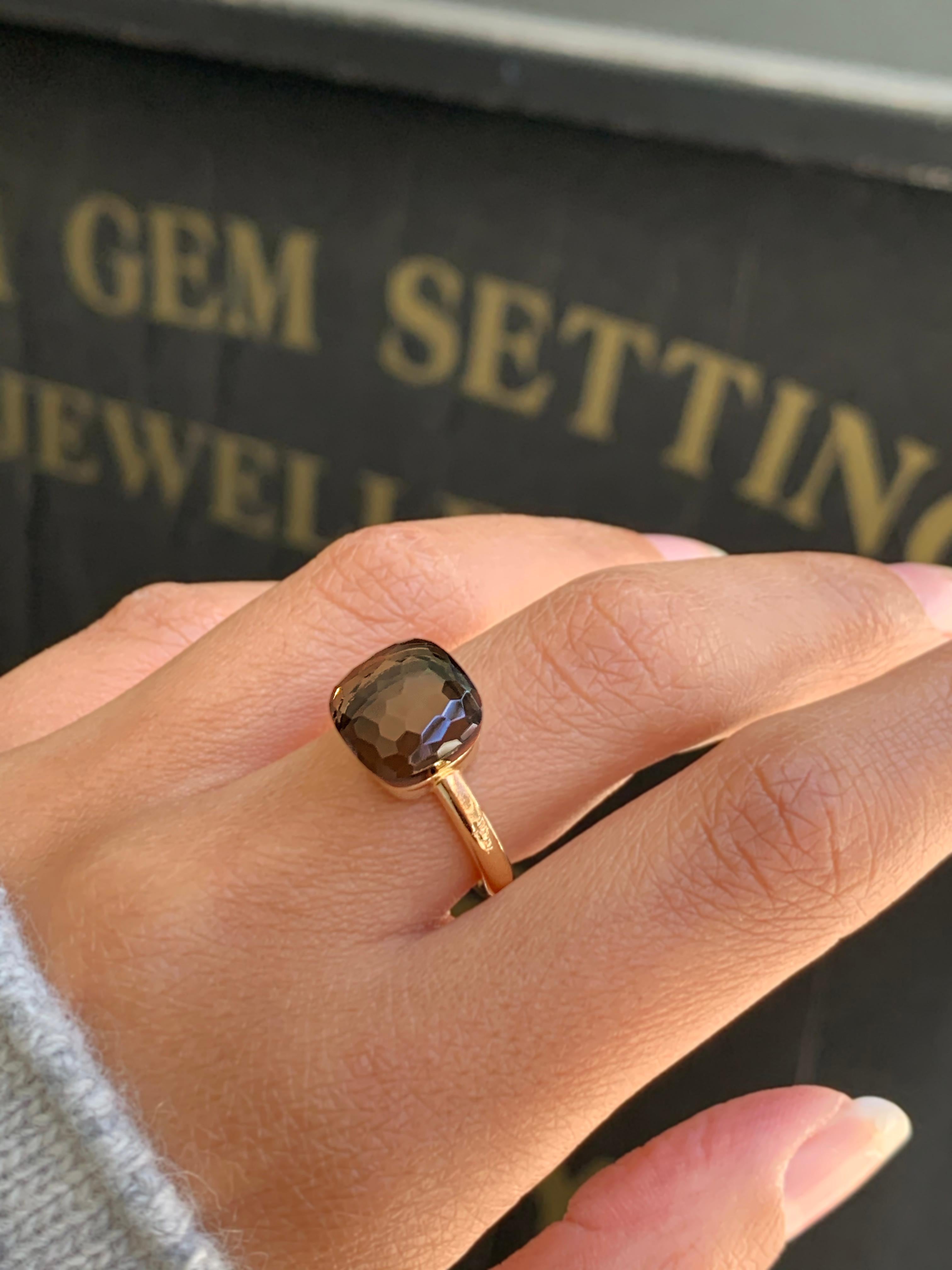Pomellato Nudo Collection Smokey Quartz 18 Carat Rose Gold Ring 1