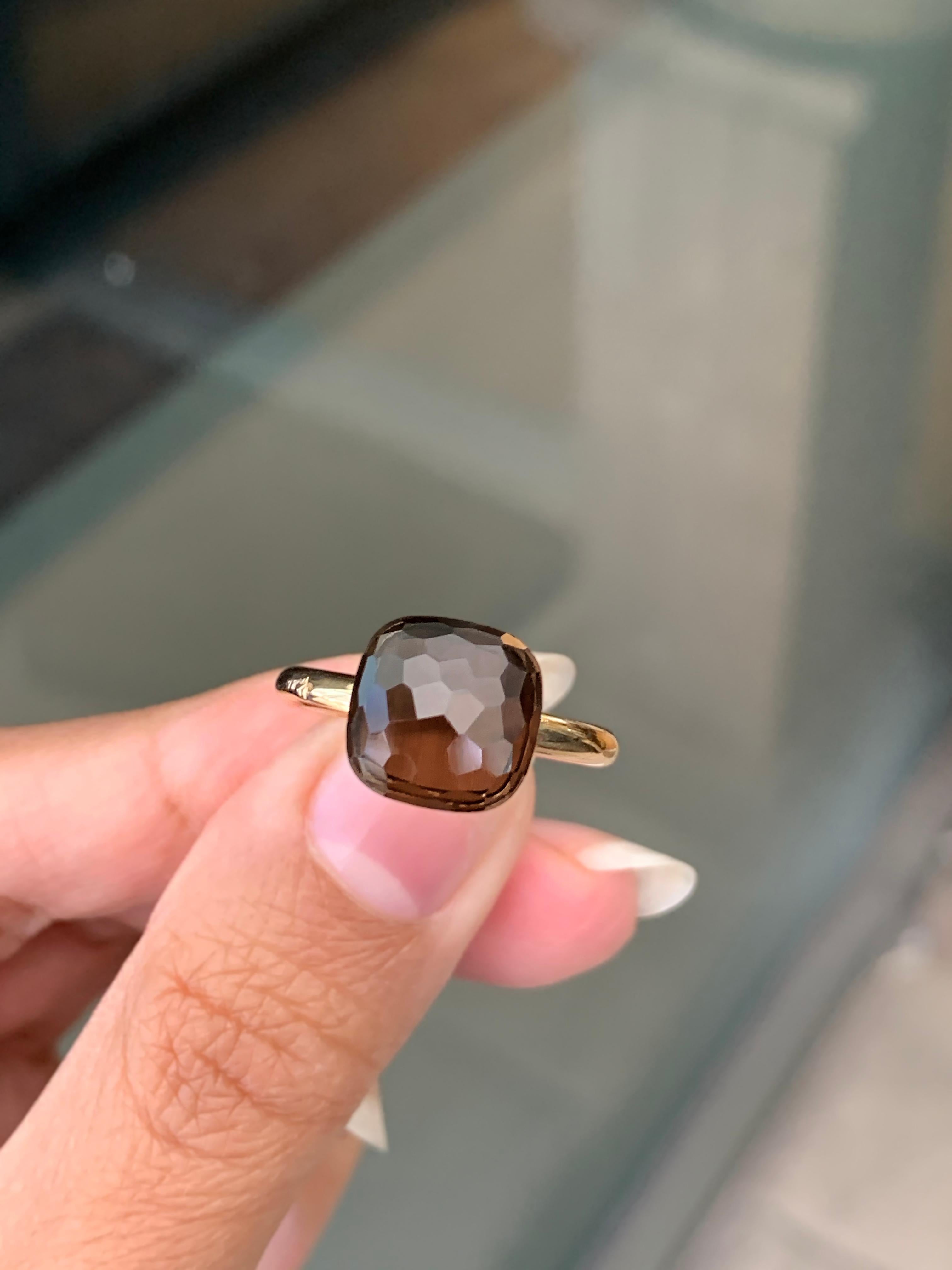 Modern Pomellato Nudo Collection Smokey Quartz 18 Carat Rose Gold Ring