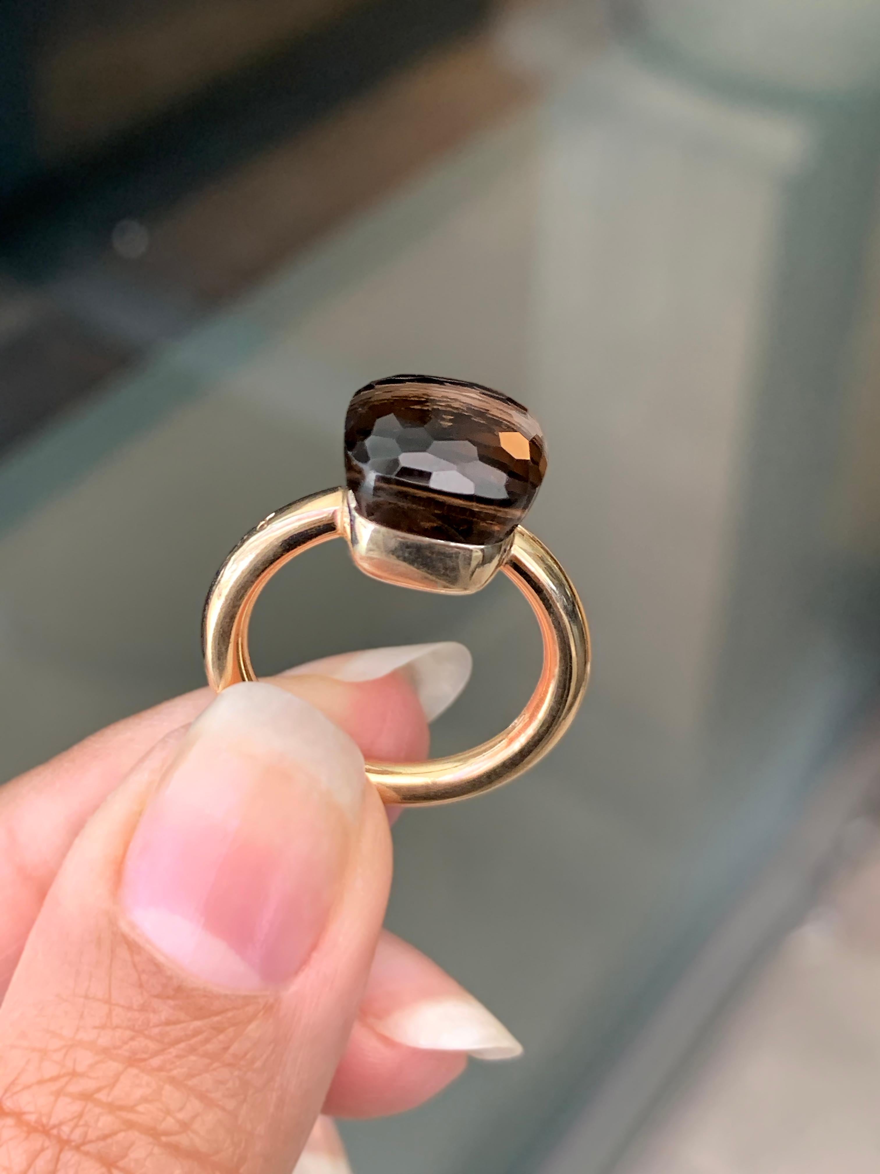 Pomellato Nudo Collection Smokey Quartz 18 Carat Rose Gold Ring In Good Condition In London, GB