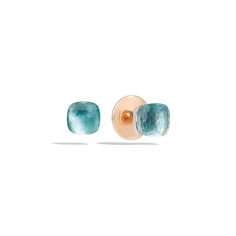 Pomellato Nudo Earring in Rose Gold and White Gold, Blue Topaz O.B601-O6-OY In New Condition In Wilmington, DE