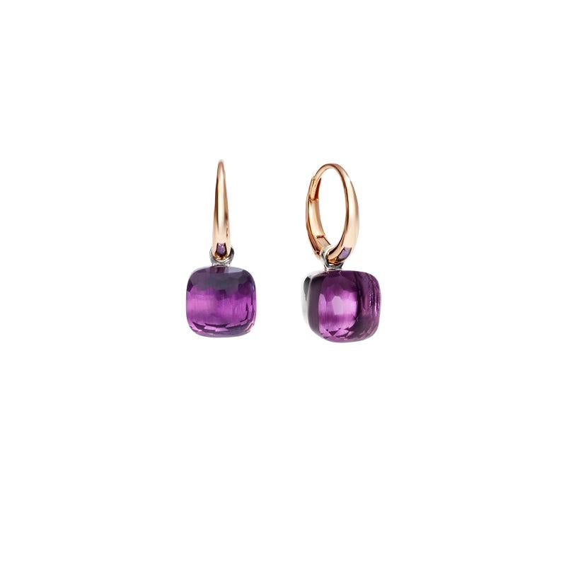 Pomellato Nudo Earrings Rose Gold and White Gold with Amethyst O.B201-O6-OI