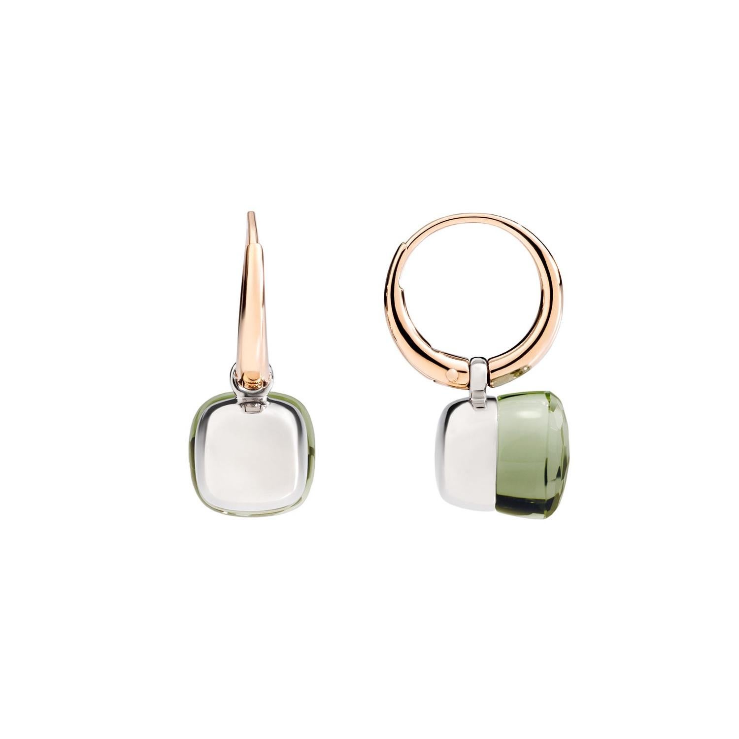 EARRINGS NUDO PETIT IN ROSE GOLD AND WHITE GOLD WITH Prasiolite
The sleek and chic personality of the brand's most iconic ring lives on in this spectacular pair of earrings characterised by a 'nude' stone available in a variety of fabulous colours.