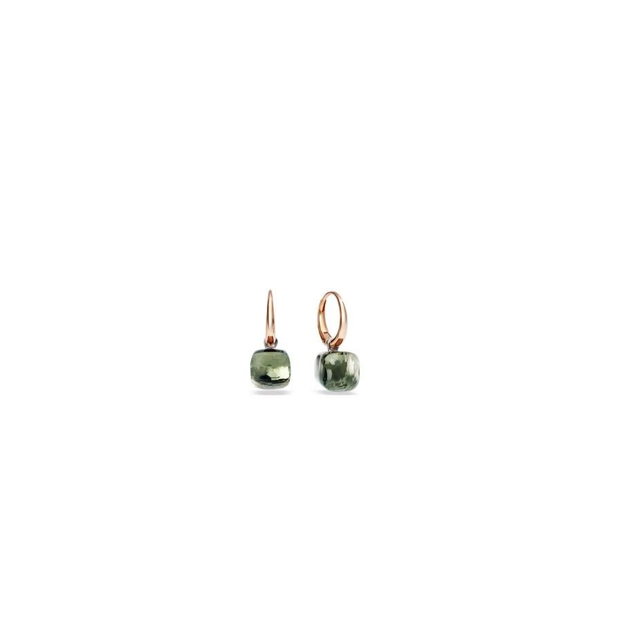 Pomellato Nudo Earrings Rose Gold and White Gold with Prasiolite O.B201/O6/PA In New Condition For Sale In Wilmington, DE