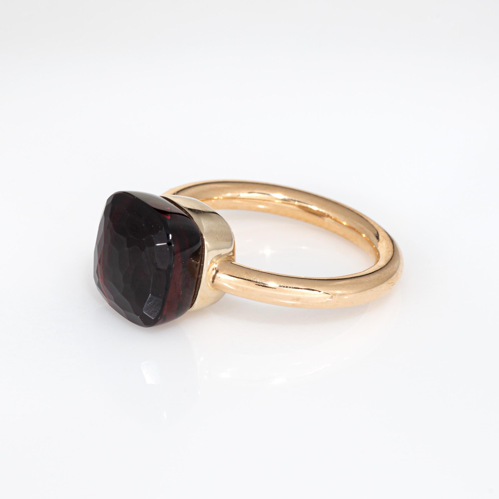 Pomellato Nudo Anillo Granate Clásico Oro Rosa 18k Fine Estate Jewelry 6 Corte cojín