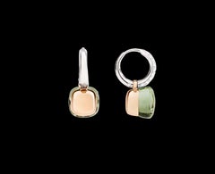 Pomellato nudo green prasolite earrings in 18k  white and rose gold and diamonds