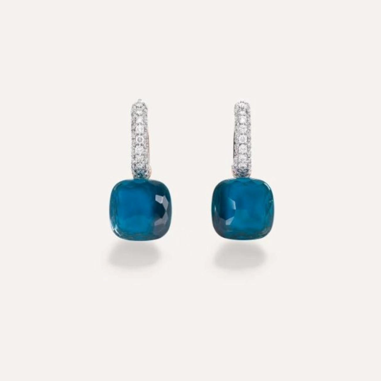 Pomellato nudo green prasolite earrings in 18k  white and rose gold and diamonds In New Condition For Sale In Bilbao, ES
