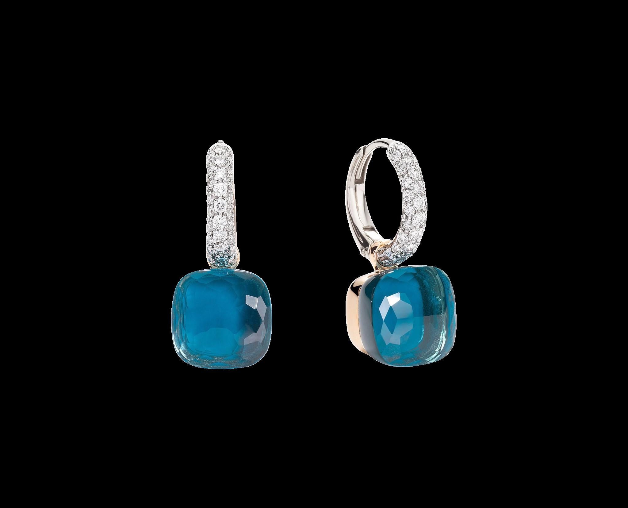 Pomellato nudo green prasolite earrings in 18k  white and rose gold and diamonds For Sale 2