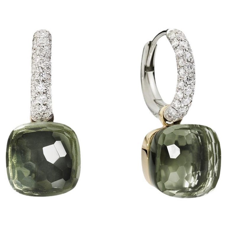 Orecchini con prasolite verde di Pomellato in 18k oro bianco e